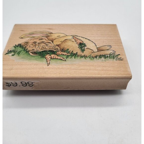 Stamps Happen Other - Stamps Happen BUTTERBEAN BUNNY Bag Of Carrots Nap Wood Mount Rubber Stamp #60032